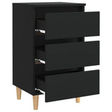 Bed Cabinet with Solid Wood Legs Black 40x35x69 cm 805889