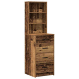 Dressing Table with Mirror Lights 3 pcs Brown Engineered wood 3334225