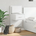 ZNTS Wall-mounted Bedside Cabinet with LED Lights White 848157
