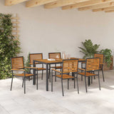 Garden Dining Set 7 pcs Black and Brown Poly Rattan 3365440