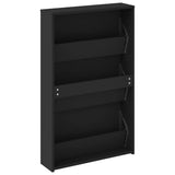 Shoe Cabinet with Mirror 3-Layer Black 63x17x102.5 cm 342635