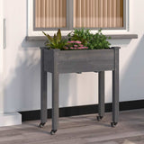 Wheeled Planter with Liner Grey 71x37x80 cm Solid Wood Fir 3157825