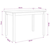 247363 Dining Table White and Brown 114x71x75 cm Solid Rubber Wood