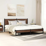 Metal Bed Frame without Mattress Brown Oak 180x200 cm Super King 3301409
