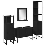 Bathroom Furniture Set with Door 4 pcs Black 33 x 33 x 185.5 cm 3334404