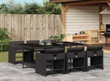 Garden Dining Set Black PE Rattan 6-seater Foldable 3211087