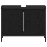 Bathroom Furniture Set with Shelf 4 pcs Black Engineered wood 3334433