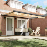 Retractable Awning Yellow and white 400 x 300 cm Fabric, Metal 3330496