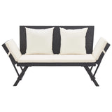 Garden Bench with Cushions Black 176 cm Poly Rattan 317181