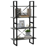 4-Tier Book Cabinet Grey 80x30x140 cm Solid Pine Wood 806464