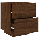 Bedside Cabinet with LED Lights Brown Oak Engineered Wood 836747