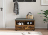 Hall Bench with Cushion with Drawer Smoked Oak 60 x 38 x 46 cm 891452