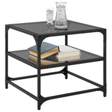 Coffee Tables with Black Glass Top 2 pcs 50x50x45 cm Steel 846009