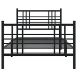 Metal Bed Frame without Mattress with Footboard Black 90x200cm 376335