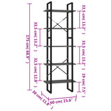 5-Tier Book Cabinet Grey 60x30x175 cm Engineered Wood 3081980