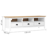 TV Cabinet Hill White 158x40x47 cm Solid Pine Wood 288930