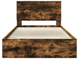 Bed Frame with Headboard Smoked Oak 90 x 190 cm Engineered Wood 3411363