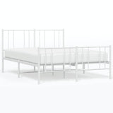Metal Bed Frame without Mattress with Footboard White 150x200cm 352549