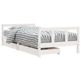 Kids Bed Frame with Drawers White 90x190 cm Solid Wood Pine 834418