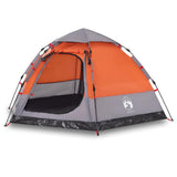 Camping Tent Cabin 4-Person Grey and Orange Quick Release 4005337