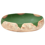 Countertop Basin Green and Brown Oval 59x40x15 cm Ceramic 155086
