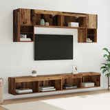 TV Wall Units with LED 6 pcs Old Wood Engineered Wood 3402962