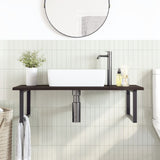 Basin Shelf Wall Mounted Steel and Solid Wood Oak 3302661