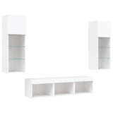 5 Piece TV Wall Units with LED White Engineered Wood 3216597