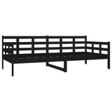 Day Bed Black Solid Pine Wood Single Convertible 820361