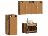 Bathroom Furniture Set 4 pcs Old Wood Engineered Wood and Glass 3407429