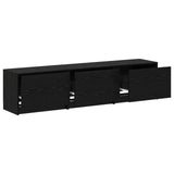TV Cabinet with LED Black Oak 165 x 34 x 40 cm Engineered Wood 8006552