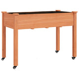 Wheeled Planter with Liner Brown 118x59x80 cm Solid Wood Fir 3157827