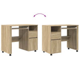 Desk with Wheels Sonoma Oak 91 x 50 x 77 cm Engineered Wood 869532