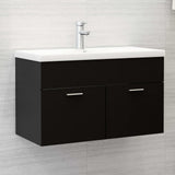 Sink Cabinet with Built-in Basin Black Engineered Wood 3070830