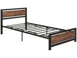 Single Size Metal Bed Frame with Headboard & Footboard, Strong Slat Support Solid Bedstead Base w/ T3398P344674