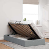 Storage Bed with Mattress Light Grey 203 x 100 cm Fabric 3370054