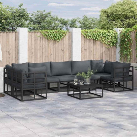 Garden Sofa Set Black Aluminium 3378946