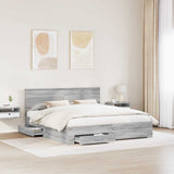 Bed Frame with Drawer Grey Sonoma 200 x 200 cm Engineered Wood 3408227
