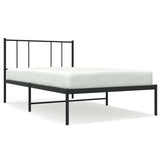 Metal Bed Frame without Mattress with Headboard Black 75x190cm 352470