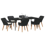 Garden Dining Set with Cushion 7 pcs Black Poly Rattan 3261668