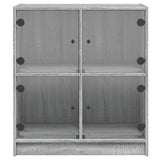Side Cabinet with Glass Doors Grey Sonoma 68x37x75.5 cm 836383