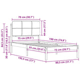 Bed Frame with Upholstered Headboard Dark Grey 75 x 190 cm 878020