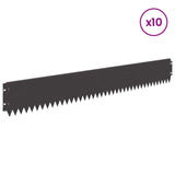 Lawn Edging 10 pcs 103 x 15 cm Steel Black 8008350