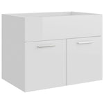 ZNTS 2 Piece Bathroom Furniture Set High Gloss White Engineered Wood 804788