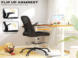 Draughtsman Chair, Mesh Drafting Chair, Ergonomic Office Chair with Flip-up Armrest, Adjustable Foot T3398P344745