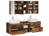 Bathroom Furniture Set 4 pcs Old Wood Engineered Wood and Glass 3406909