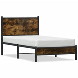 Metal Bed Frame without Mattress Smoked Oak 90x190 cm Single 4007806