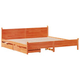 Bed Frame without Mattress Wax Brown 200x200 cm Solid Wood Pine 3309760