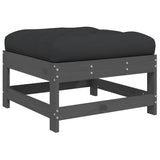 Garden Footstools with Cushions 2pcs Grey Solid Wood Pine 825585