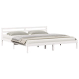 Bed Frame White 225.5 x 205.5 x 69.5 cm Solid Pine Wood 869787